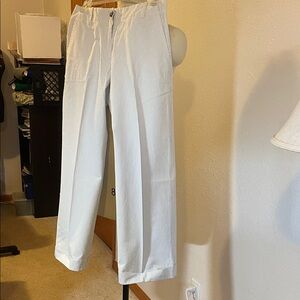 MaxMara White Striped Flare Pants
